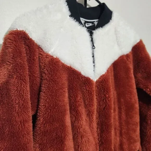Nike Sportswear Women Fleece Bomber Jacket Size Medium super Soft Warm  B5 - Picture 10 of 15